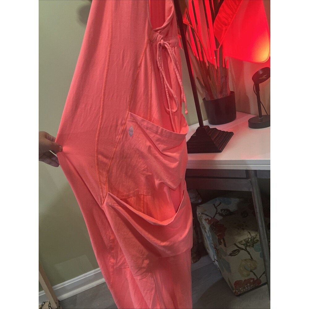 RARE!!! Free People FP Movement Utility Cargo Pocket Oversized Jumpsuit Coral XL - Picture 5 of 11